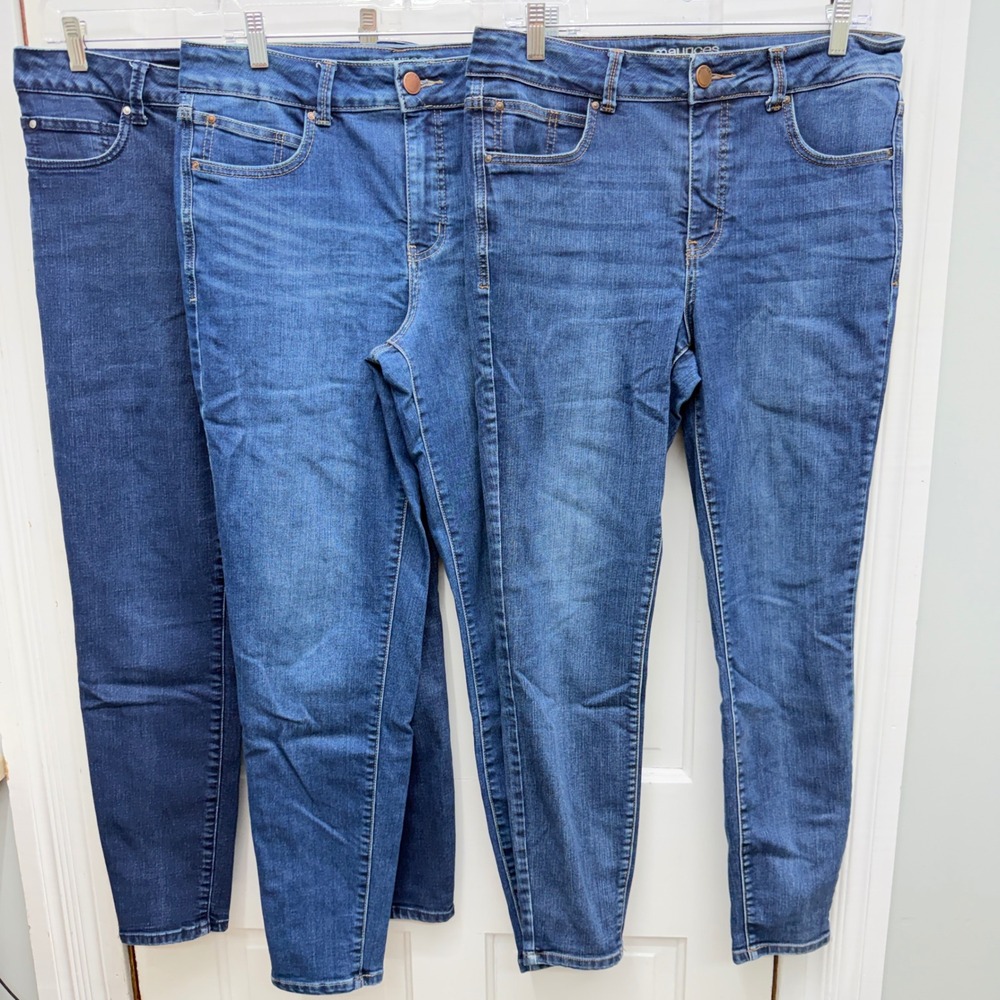 Lot of 3 Maurices Everflex High Rise Skinny Denim Jeans Womens 12 Blue